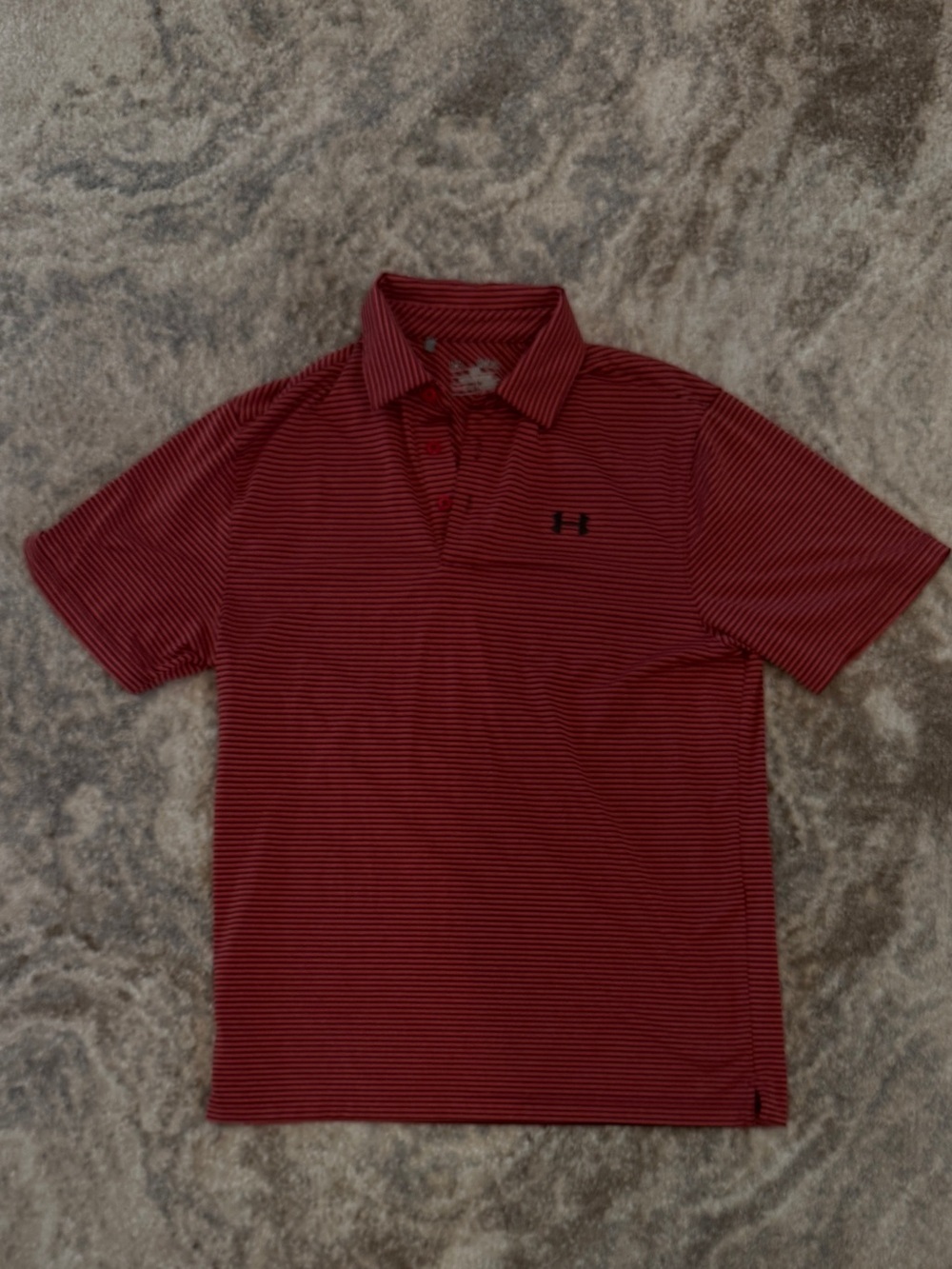 Under Armour Men’s Burgundy and Black Fine-Striped Polo